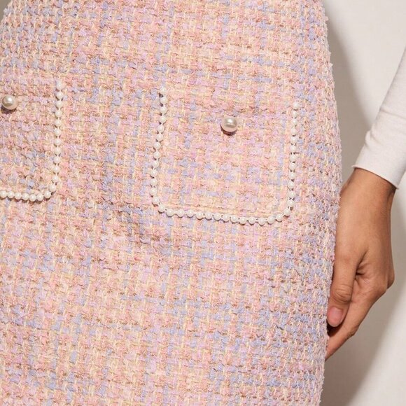 Pink Elegant Women's Yarn Tweed Princess Mini Skirt - Picture 3 of 7